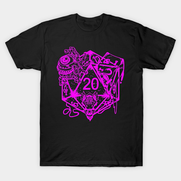 Female Tabletop Gift Print Womens Fantasy D20 RPG Dice Art Print T-Shirt by Linco